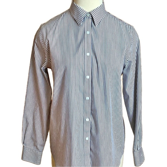 JONES NEW YORK Black/White Striped Button Down Shirt Size M - Picture 1 of 10